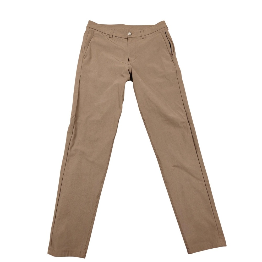 Lululemon Pants Mens 31 Brown Woven Khaki Zip‎ Pocket Slim Tapered Chino Casual